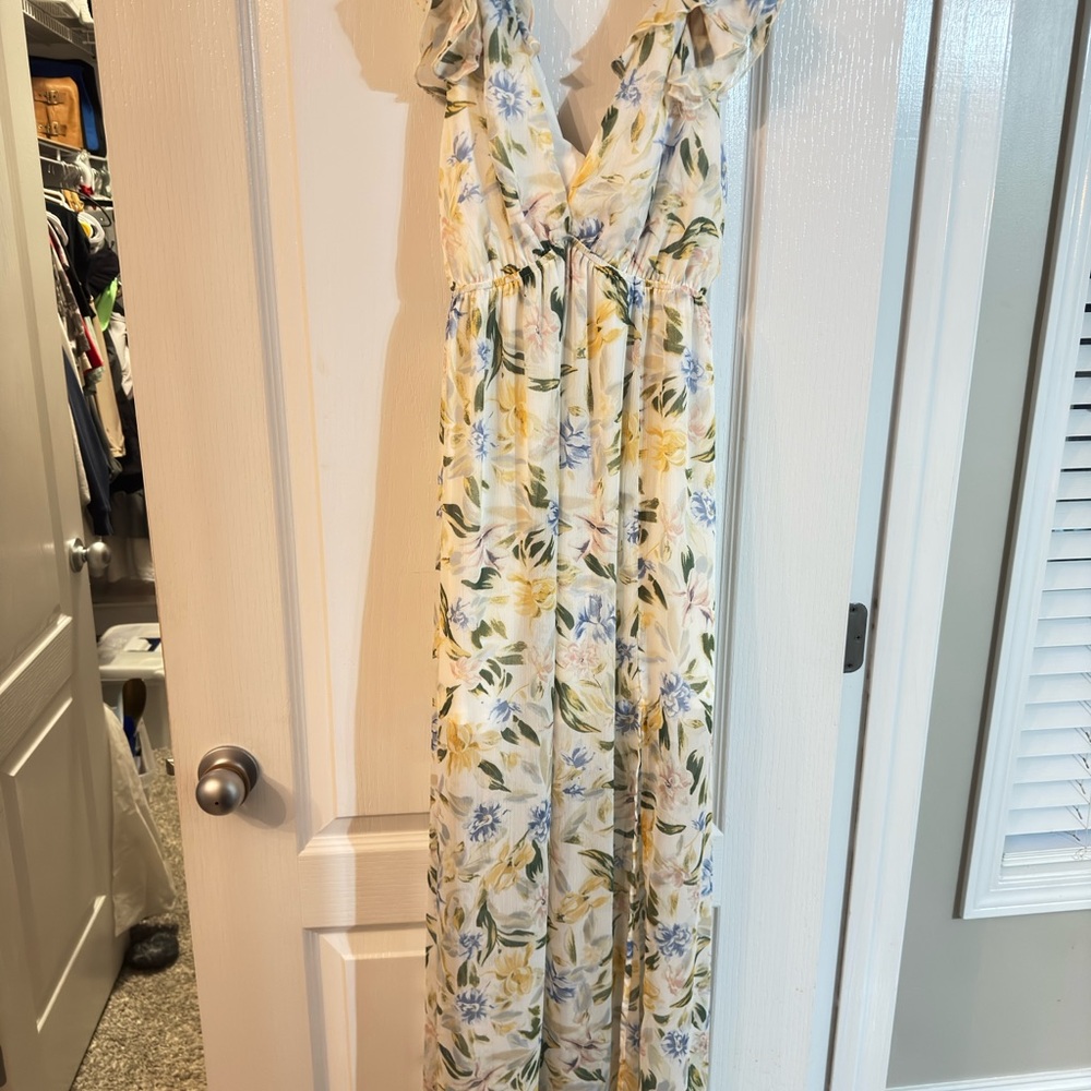 Aakaa Floral Maxi Dress - Yellow and Blue
